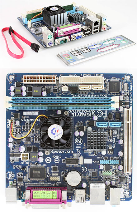 Gigabyte GA-D525TUD (Intel Atom 2x 1.8GHz, Mini-ITX, mit 1GB Kingston RAM, 1 Jahr Gewhrleistung) <b>[REFURBISHED]</b>