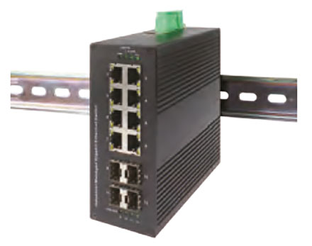 Jetway JDL108GP-4F-M (DIN Rail managed LAN Switch, 8x 1000MBit, 4x SFP, 45-60VDC, POE, Wide temperature range -40 to 75°C)